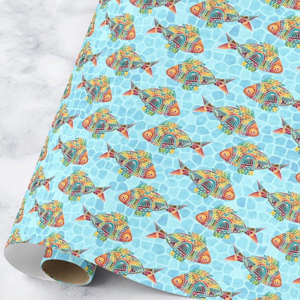 Custom Mosaic Fish Wrapping Paper Roll - Large