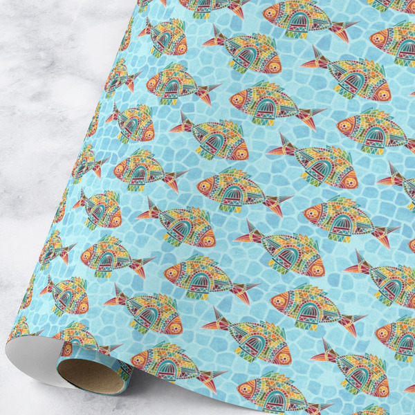 Custom Mosaic Fish Wrapping Paper Roll - Large - Matte