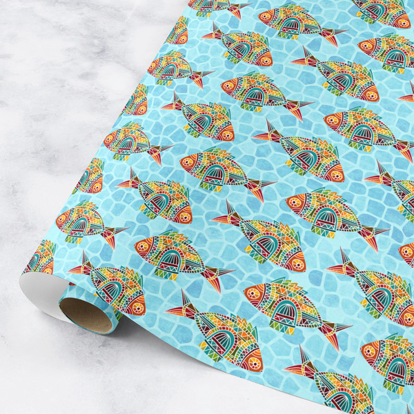 Custom Mosaic Fish Wrapping Paper Roll - Small