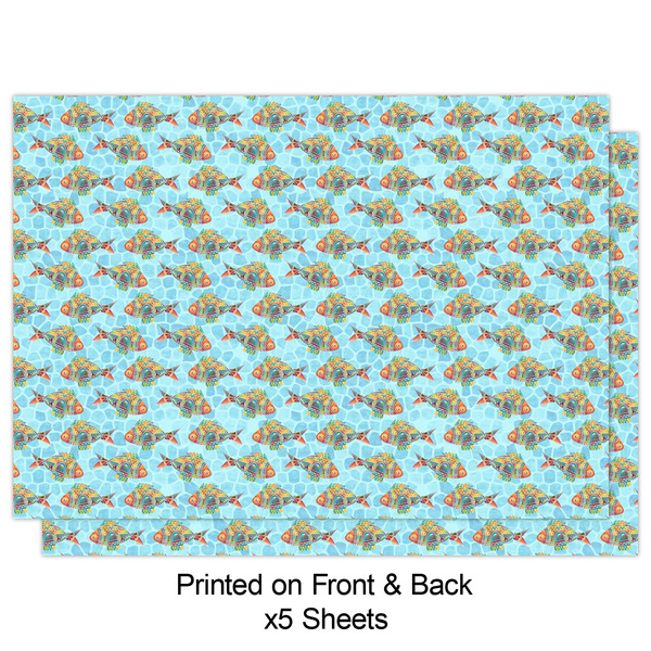 Mosaic Fish Wrapping Paper Sheet - Double Sided - Front