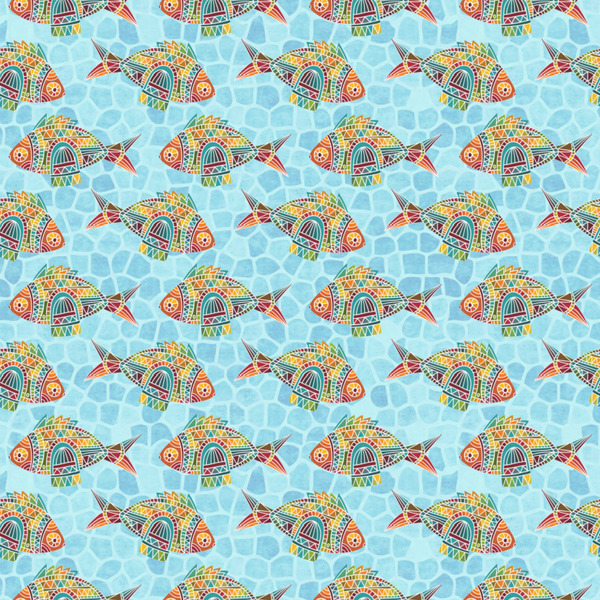 Colorful Fish Wrapping Paper Square