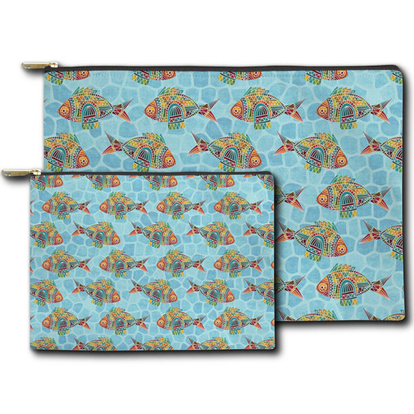 Mosaic Fish Zippered Pouches - Size Comparison