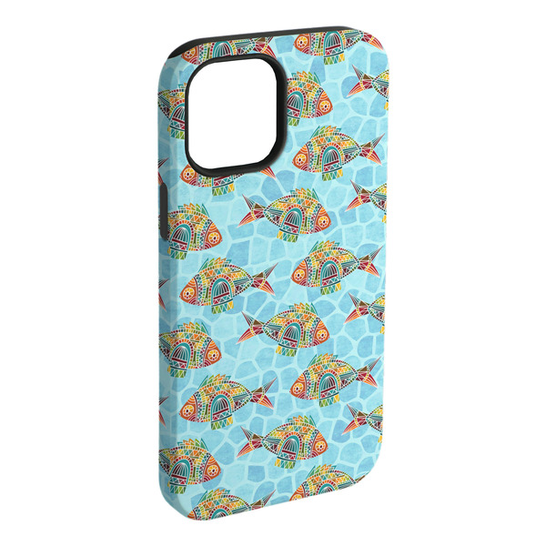 Custom Mosaic Fish iPhone Case - Rubber Lined