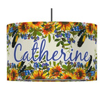 Sunflowers 12" Drum Pendant Lamp - Fabric (Personalized)