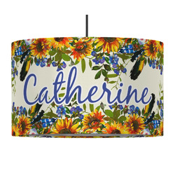 Sunflowers 12" Drum Pendant Lamp - Fabric (Personalized)
