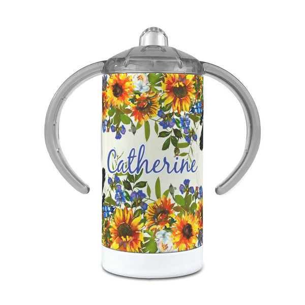 Custom Sunflowers 12 oz Stainless Steel Sippy Cup (Personalized)