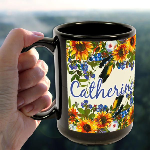 Sunflowers 15oz. Black Mug - LIFESTYLE