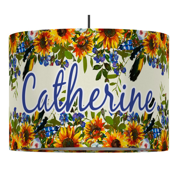 Custom Sunflowers 16" Drum Pendant Lamp - Fabric (Personalized)