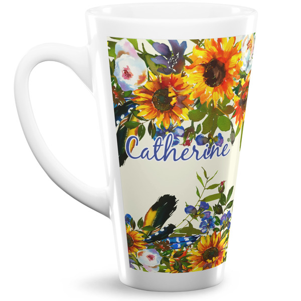 Custom Sunflowers 16 Oz Latte Mug (Personalized)