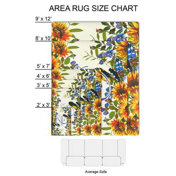 Sunflowers 2'x3' Indoor Area Rugs - Size Chart