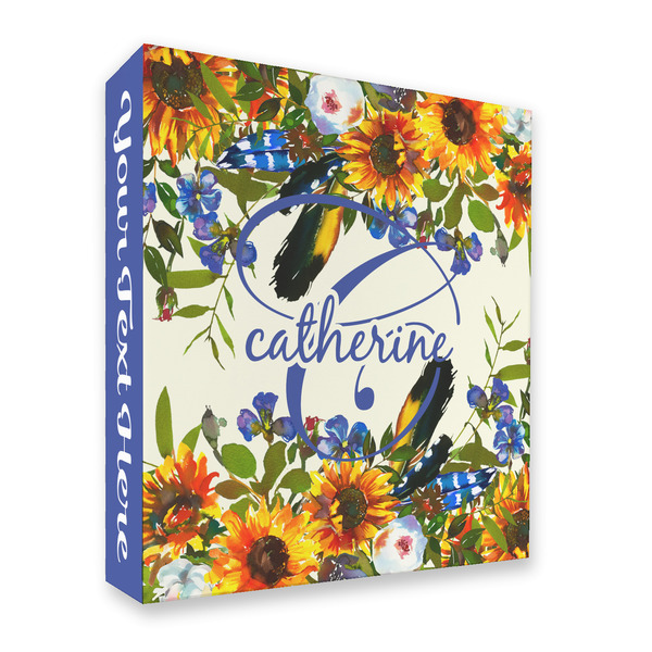 Custom Sunflowers 3 Ring Binder - Full Wrap - 2" (Personalized)