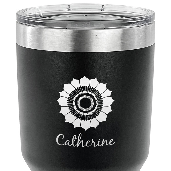 Sunflowers 30 oz Stainless Steel Ringneck Tumbler - Black - CLOSE UP