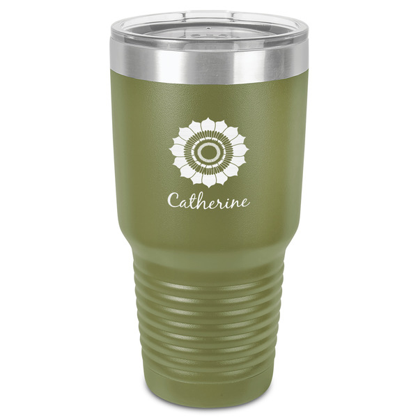 Custom Sunflowers 30 oz Stainless Steel Tumbler - Olive - Single-Sided (Personalized)