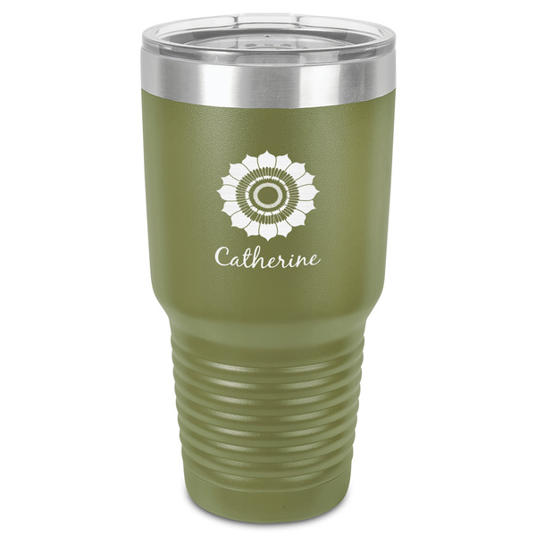 Sunflowers 30 oz Stainless Steel Ringneck Tumbler - Olive - Front