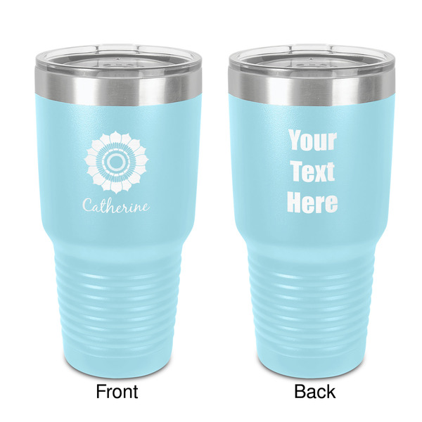 Custom Sunflowers 30 oz Stainless Steel Tumbler - Teal - Double-Sided (Personalized)