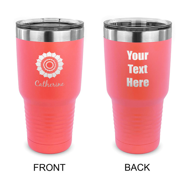 Custom Sunflowers 30 oz Stainless Steel Tumbler - Coral - Double Sided (Personalized)