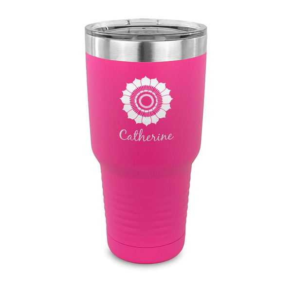 Custom Sunflowers 30 oz Stainless Steel Tumbler - Pink - Single Sided (Personalized)
