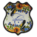 Sunflowers Iron On Shield Patch C w/ Name and Initial