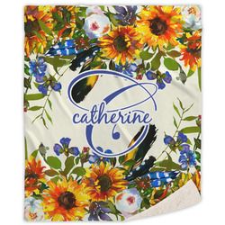 Sunflowers Sherpa Throw Blanket - 50"x60" (Personalized)