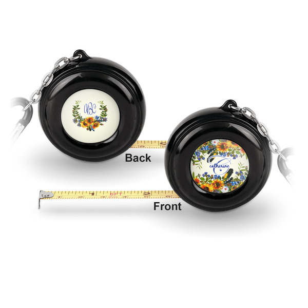 Sunflowers 6-Ft Pocket Tape Measure with Carabiner Hook - Front and Back