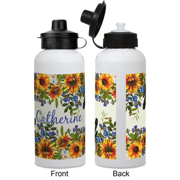 Sunflowers Aluminum Water Bottle - White APPROVAL