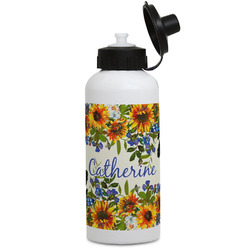 Sunflowers Water Bottles - Aluminum - 20 oz - White (Personalized)