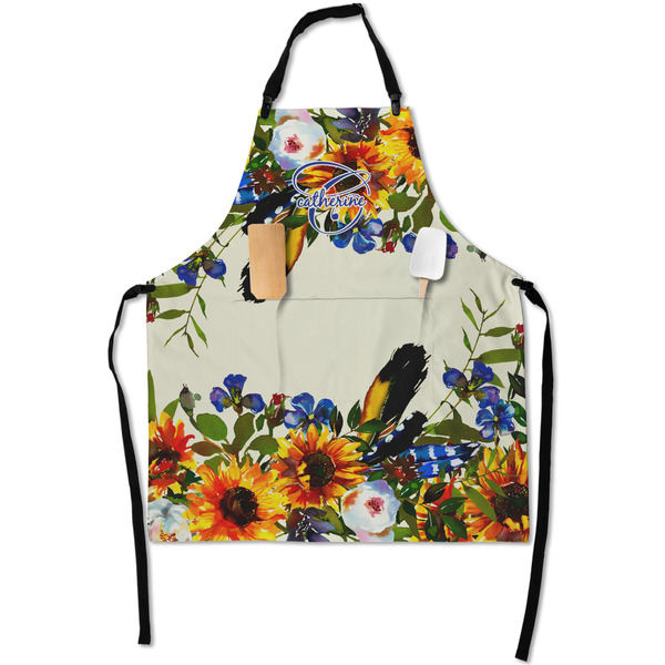Custom Sunflowers Apron With Pockets w/ Name and Initial