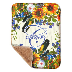 Sunflowers Sherpa Baby Blanket - 30" x 40" w/ Name and Initial