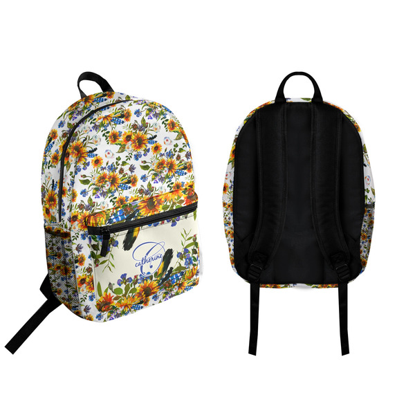 Sunflowers Backpack front and back - Apvl