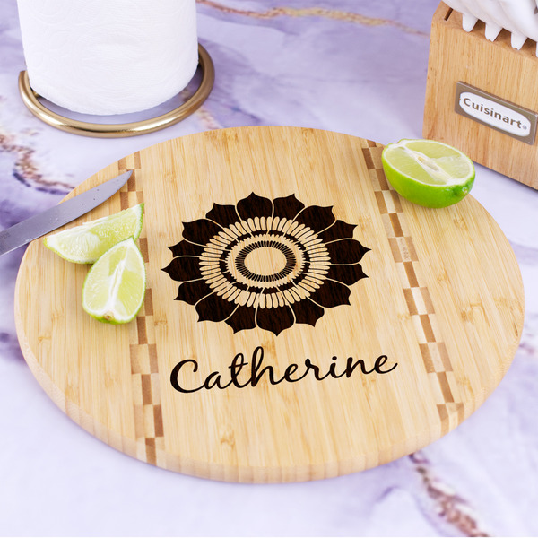 Sunflowers Bamboo Cutting Board - In Context