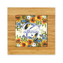 Sunflowers Bamboo Trivet with Ceramic Tile Insert (Personalized)