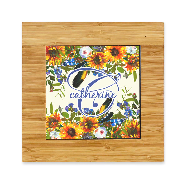 Custom Sunflowers Bamboo Trivet with Ceramic Tile Insert (Personalized)