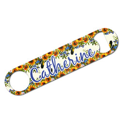 Sunflowers Bar Bottle Opener - White w/ Name and Initial