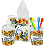 Sunflowers Acrylic Bathroom Accessories Set w/ Name and Initial