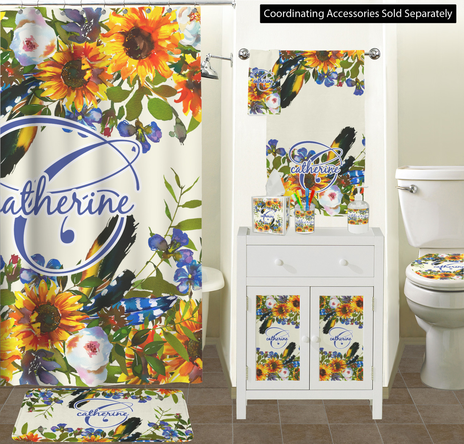 Custom Sunflowers Bath Towel (Personalized) YouCustomizeIt