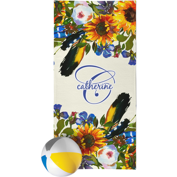 Custom Sunflowers Beach Towel (Personalized)