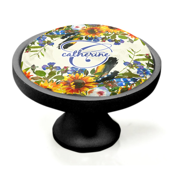 Sunflowers Black Custom Cabinet Knob (Side)
