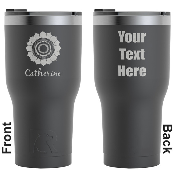 Custom Sunflowers RTIC Tumbler - Black - Engraved Front & Back (Personalized)