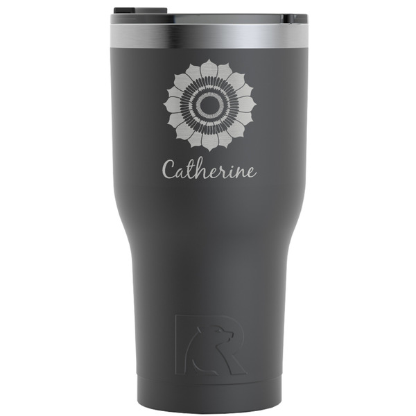 Custom Sunflowers RTIC Tumbler - Black - Engraved Front (Personalized)