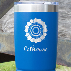 Sunflowers 20 oz Stainless Steel Tumbler - Royal Blue - Double Sided (Personalized)