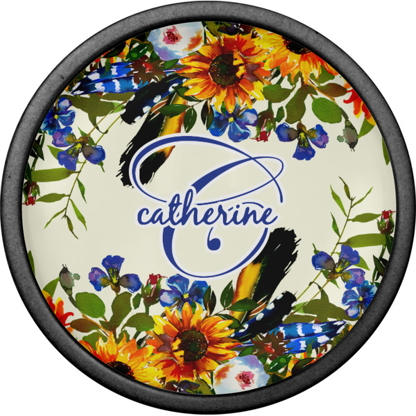 Sunflowers Cabinet Knob - Black - Front