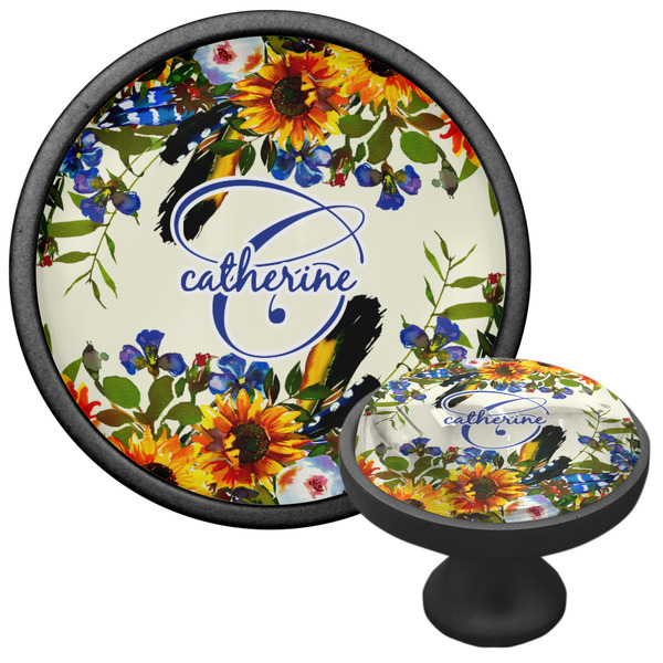 Sunflowers Cabinet Knob - Black - Multi Angle