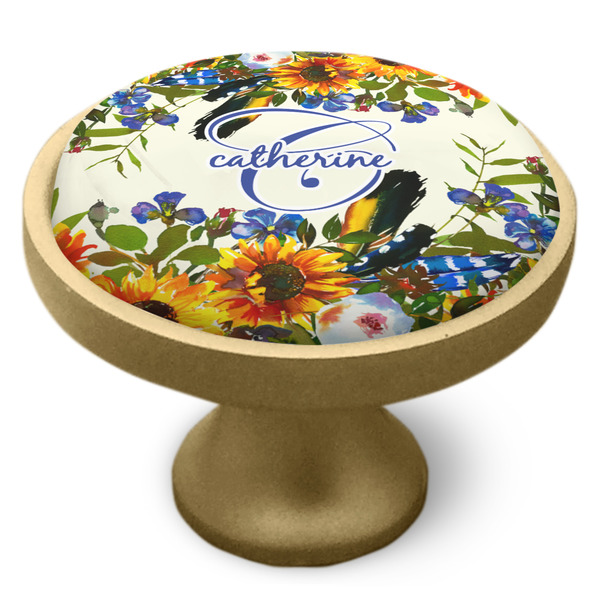 Sunflowers Cabinet Knob - Gold - Side