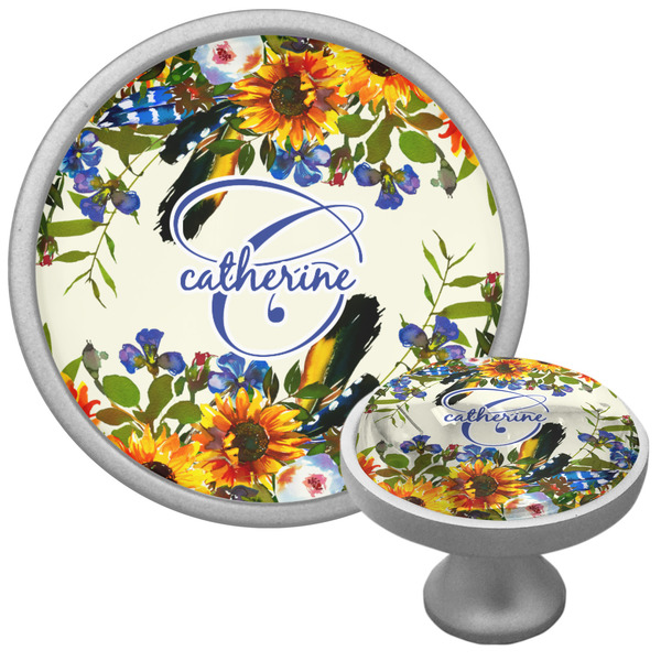Sunflowers Cabinet Knob - Nickel - Multi Angle