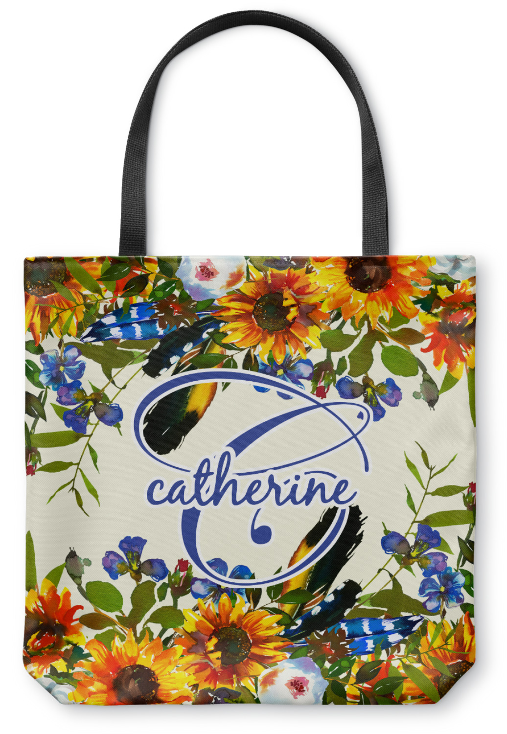Custom Sunflowers Canvas Tote Bag (Personalized)