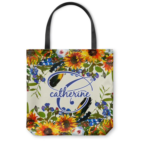 Custom Sunflowers Canvas Tote Bag - Small - 13"x13" (Personalized)