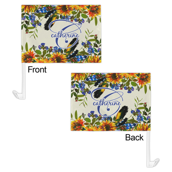 Sunflowers Car Flag - 11" x 8" - Front & Back View