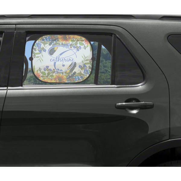 Sunflowers Car Sun Shade Black - In Car Window
