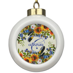 Sunflowers Ceramic Ball Ornament (Personalized)