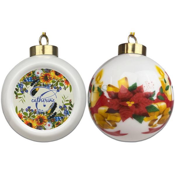 Sunflowers Ceramic Christmas Ornament - Poinsettias (APPROVAL)